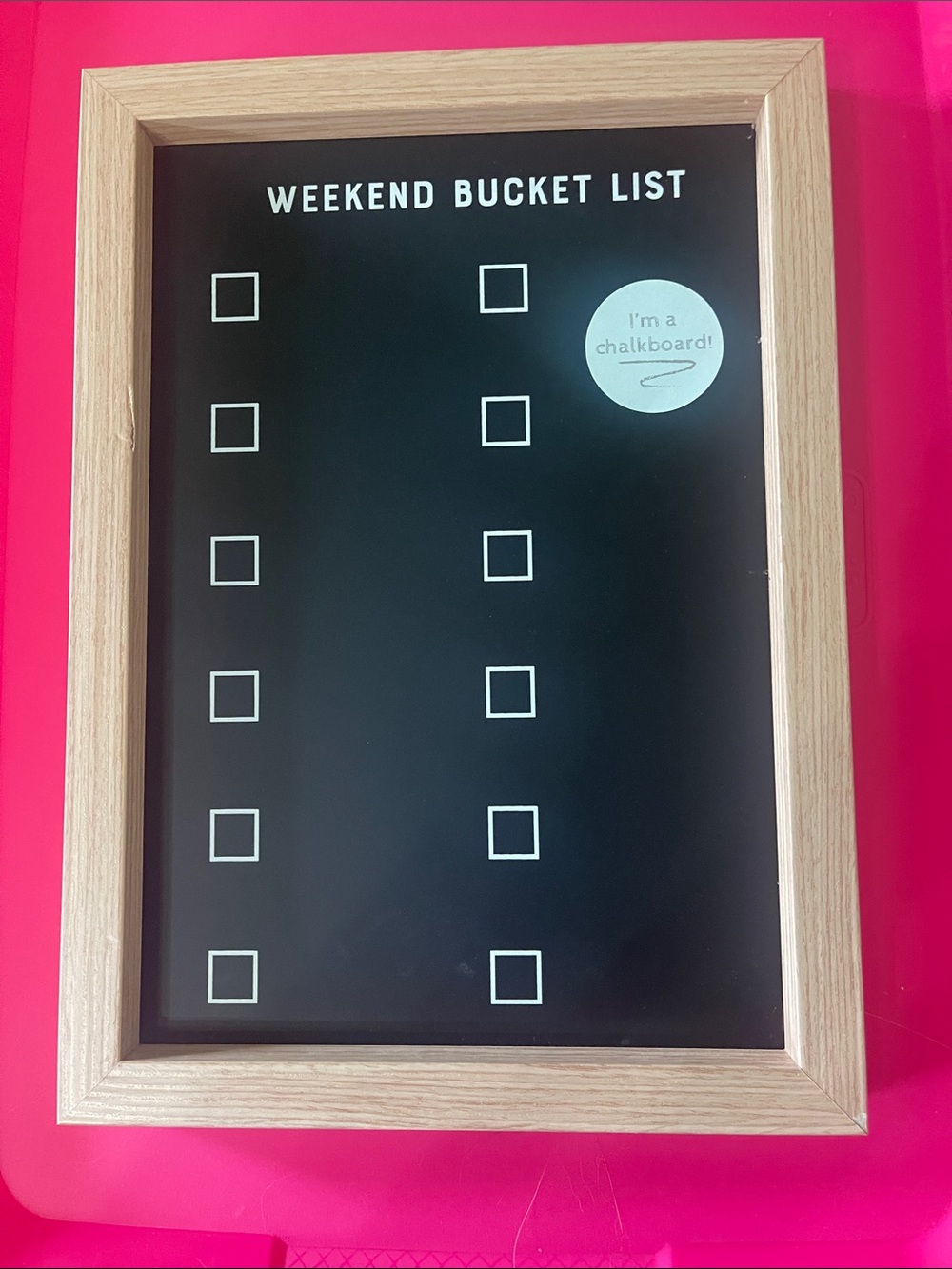 Weekend Bucket List Chalkboard with Wood Frame